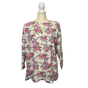 Vintage 80's Erika & Company Floral Long Sleeve Top W/ Shoulder Pads Women's LRG